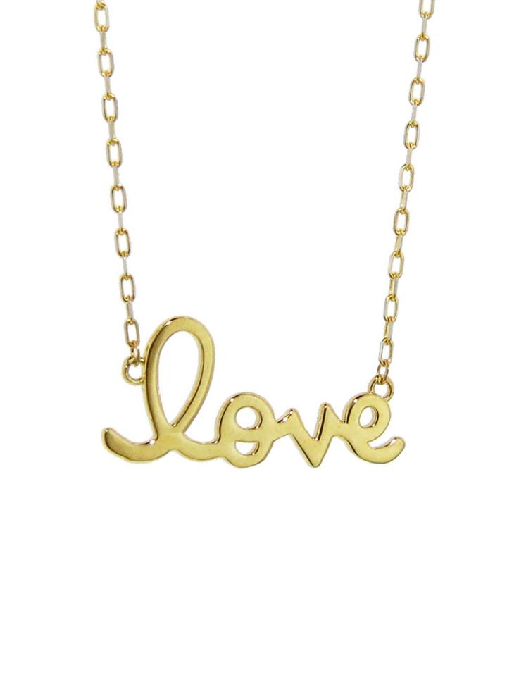 Sydney Evan Script Love Necklace - Yellow Gold