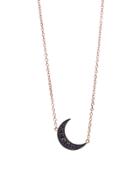 Andrea Fohrman Mini Crescent Moon Necklace With Black Diamonds