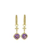 Jude Frances Diamond Cross With Amethyst Earring Charms - Yellow Gold