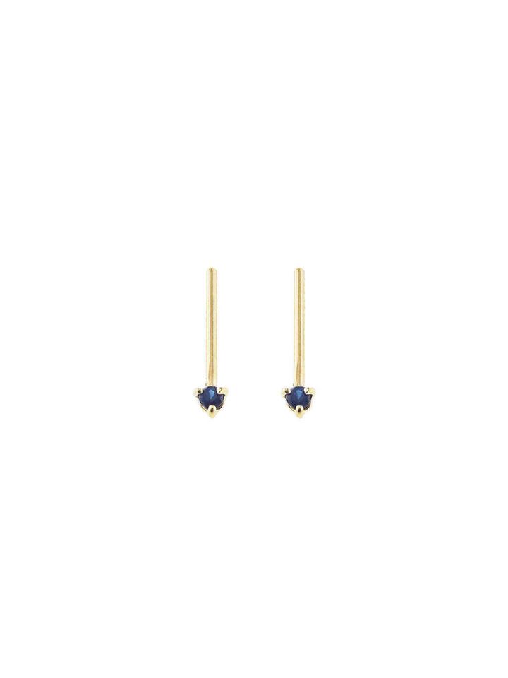 Wwake One-step Sapphire Bar Earrings