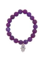 Sydney Evan Hamsa Charm In White Gold With Diamonds On Jade Berry Bead Bracelet