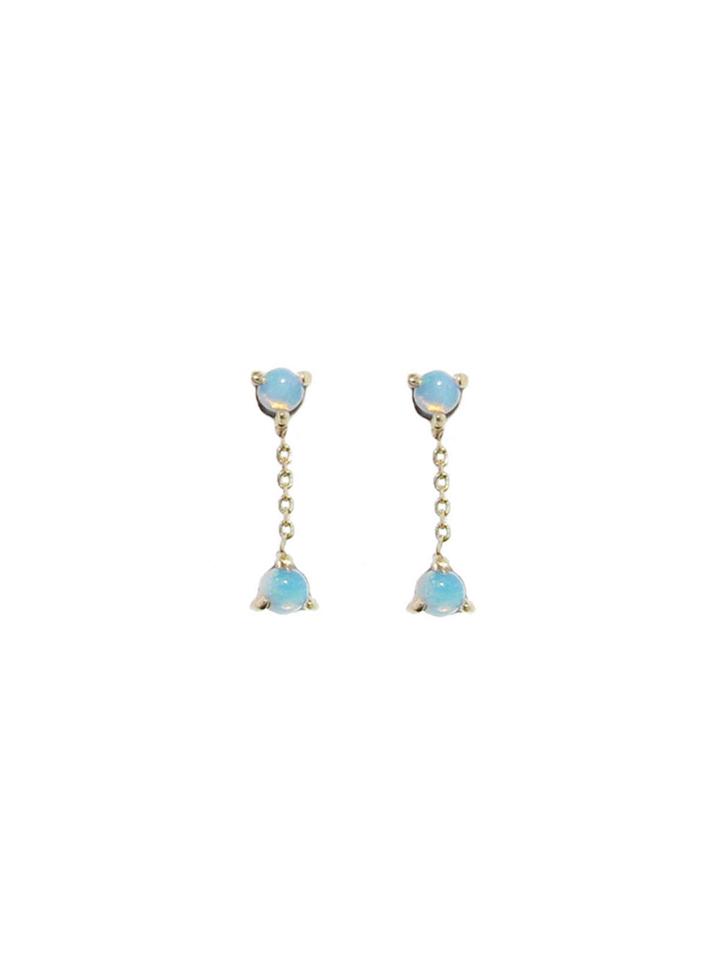 Wwake Small Two Step Chain Earrings - Opal