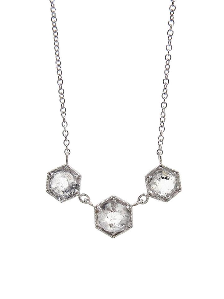 Cathy Waterman Rustic Diamond Triple Hex Necklace