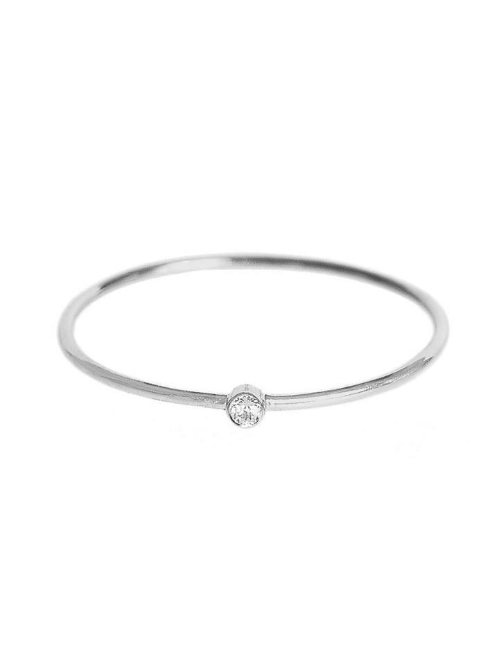 Jennifer Meyer Thin Diamond Stacking Ring - White Gold