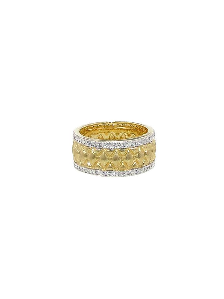 Jude Frances Wide Marquis Quilted Ring With Diamonds - Yellow Gold