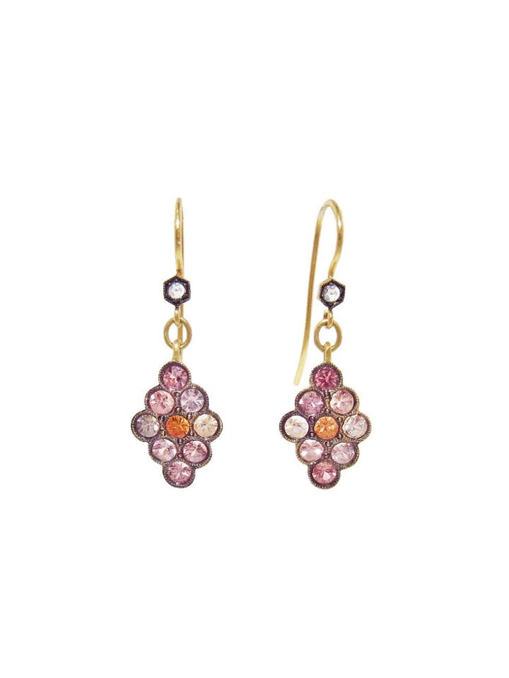 Cathy Waterman Scalloped Pastel Sapphire And Diamond Earrings