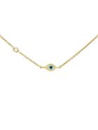 Sydney Evan Mini Evil Eye Necklace With Diamond - Yellow Gold