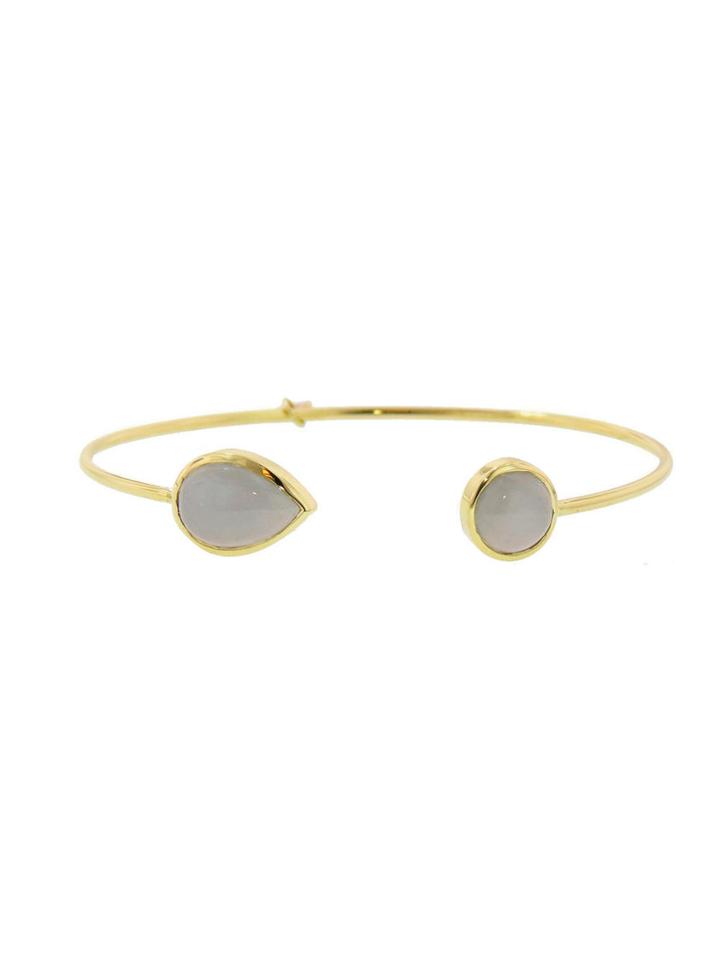 Jemma Wynne Gray Moonstone Pear And Dome Bangle - Yellow Gold