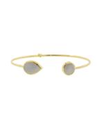 Jemma Wynne Gray Moonstone Pear And Dome Bangle - Yellow Gold