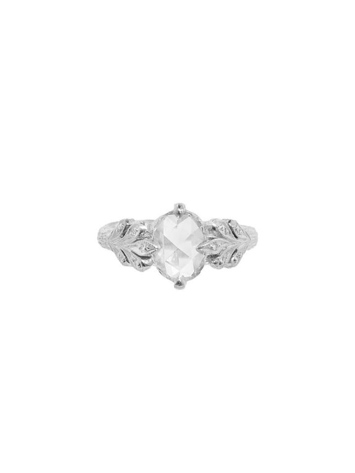 Cathy Waterman Oval Rose Cut Oak Leafside Ring