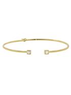 Jemma Wynne Open Bangle With Diamond Ends - Yellow Gold