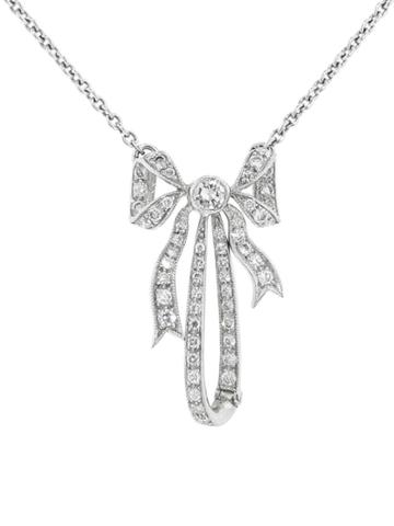 Lucie Campbell Designer Diamond Bow Pendant - Platinum