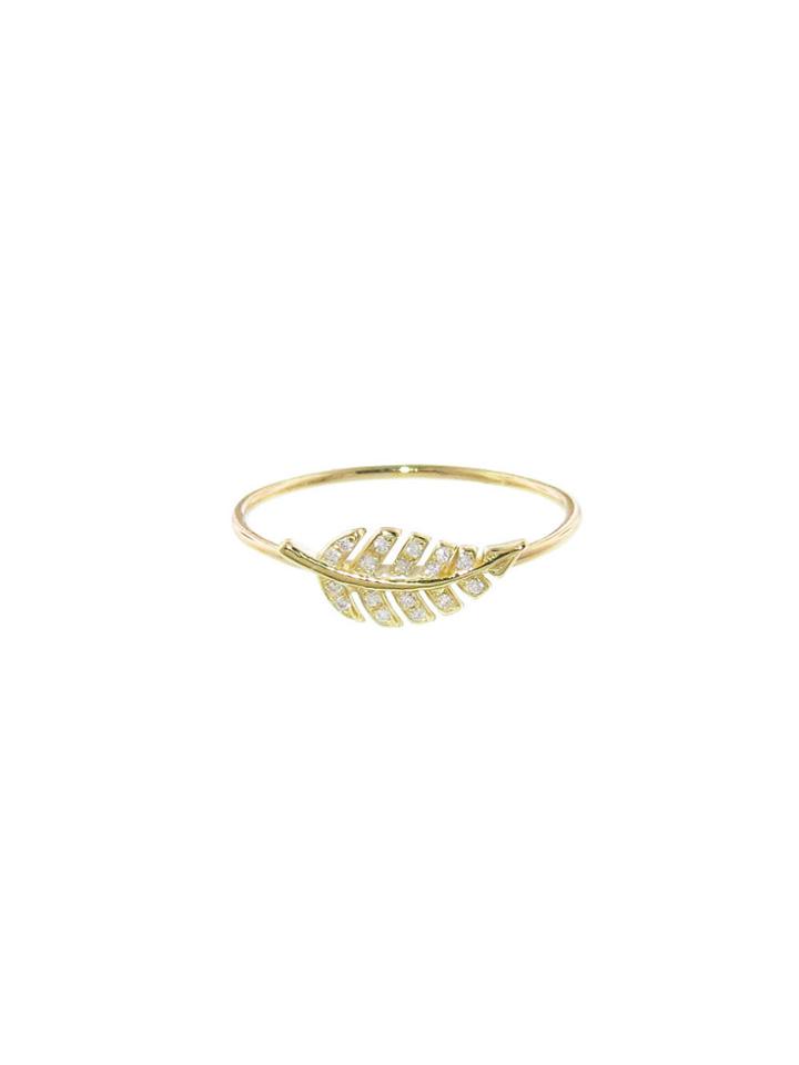 Jennifer Meyer Mini Leaf Ring With Diamonds