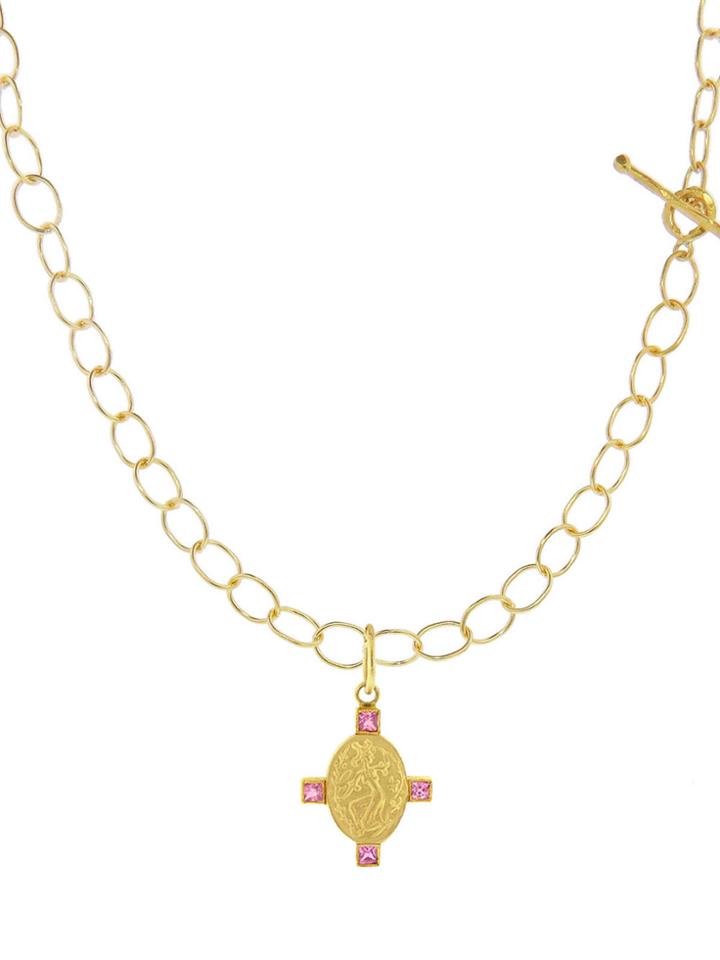 Cathy Waterman Wellspring Muse Designer Charm With Pink Sapphires - Yellow Gold