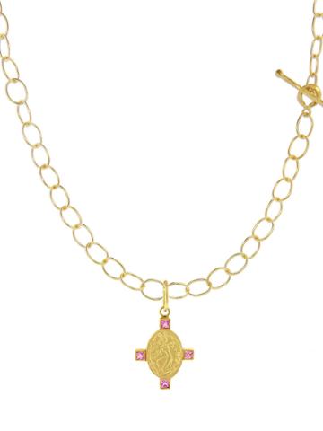 Cathy Waterman Wellspring Muse Designer Charm With Pink Sapphires - Yellow Gold