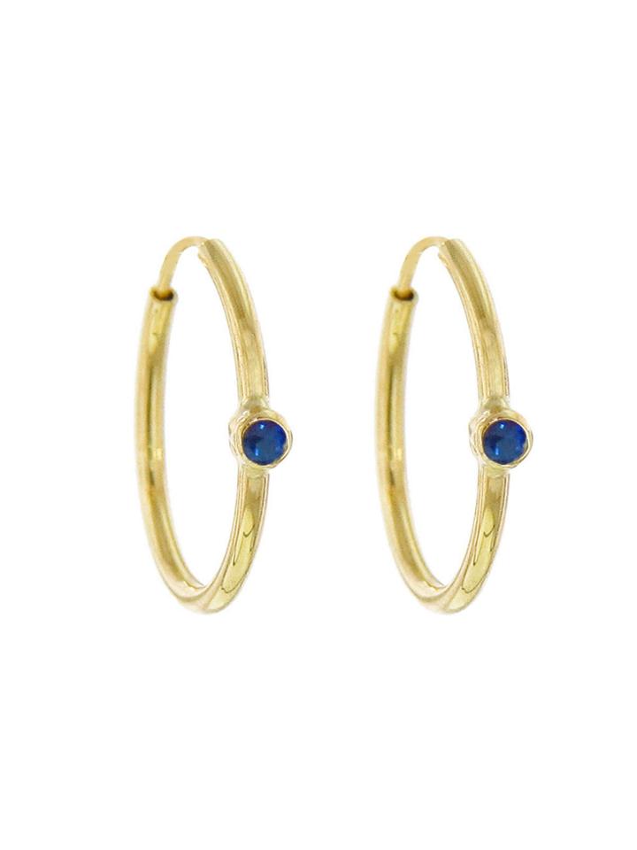 Jennifer Meyer Small Designer Hoops With Blue Sapphires - Yellow Gold