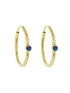 Jennifer Meyer Small Designer Hoops With Blue Sapphires - Yellow Gold