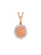Irene Neuwirth Oval Rose Cut Peach Moonstone And Rose De France Charm
