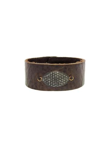 Kala Brown Leather Cuff With Diamonds