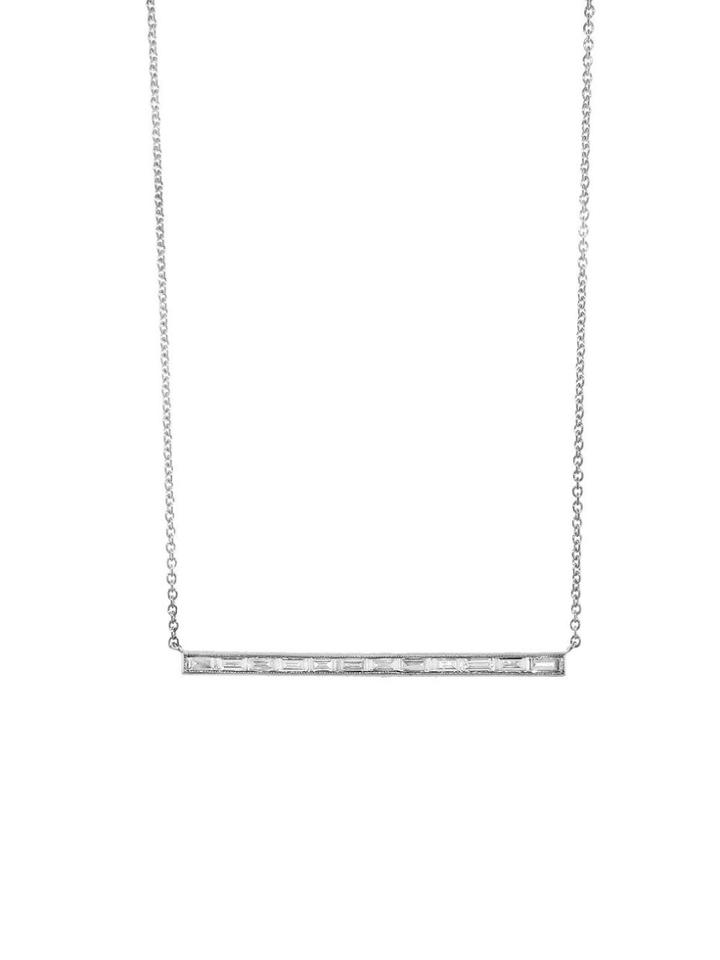 Sethi Couture White Baguette Diamond Bar Necklace