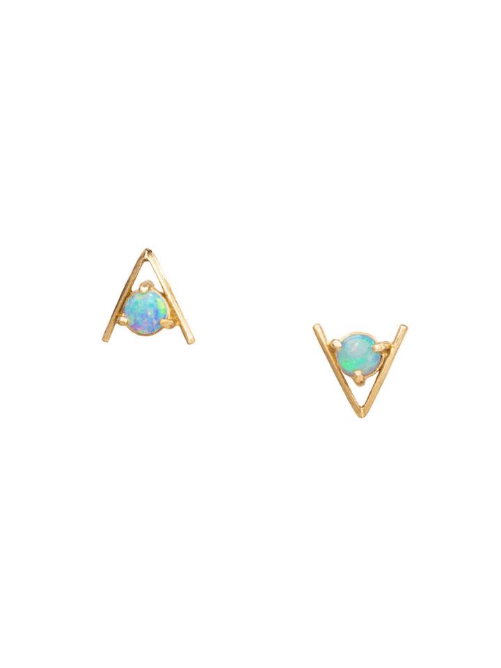 Wwake Large Opal Triangle Earrings