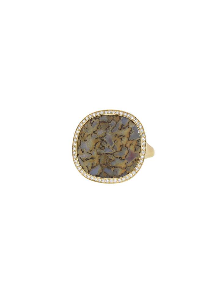 Monique Péan Fossilized Dinosaur Bone Ring With Diamonds