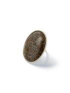 Monique Péan Fossilized Dinosaur Bone And White Diamond Oval Cabochon Ring