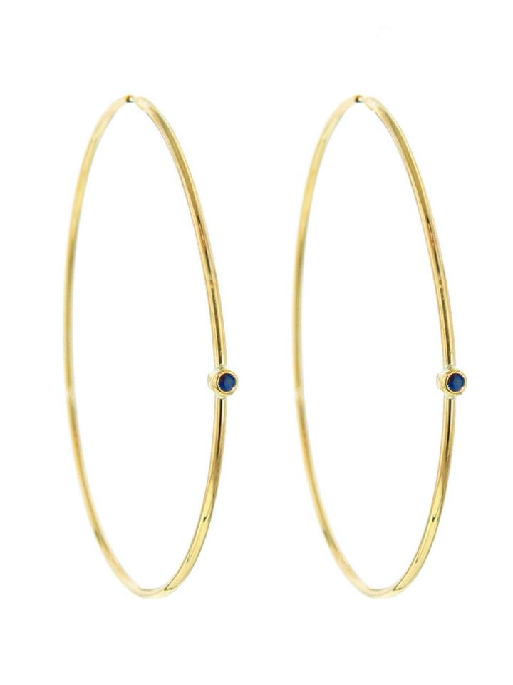 Jennifer Meyer Medium Designer Hoops With Blue Sapphires - Yellow Gold