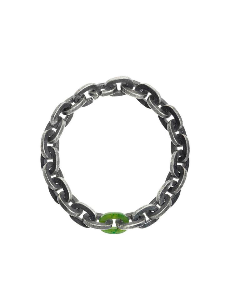 Todd Reed Oxidized Sterling Silver Link Bracelet With Jade