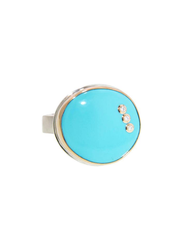 Jamie Joseph Sleeping Beauty Turquoise Ring With Diamond Triplet