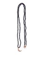 Andrea Fohrman Black Spinal Beaded Necklace With Crescent Moon Pendant