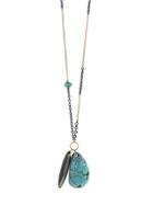 Jamie Joseph Smooth Turquoise And Black Mother Of Pearl Dagger Pendant
