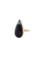 Melissa Joy Manning Black Tourmaline Teardrop Ring - Gold