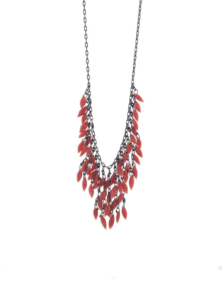 Ten Thousand Things Luxe Coral Waterfall Necklace - Oxidized Sterling Silver