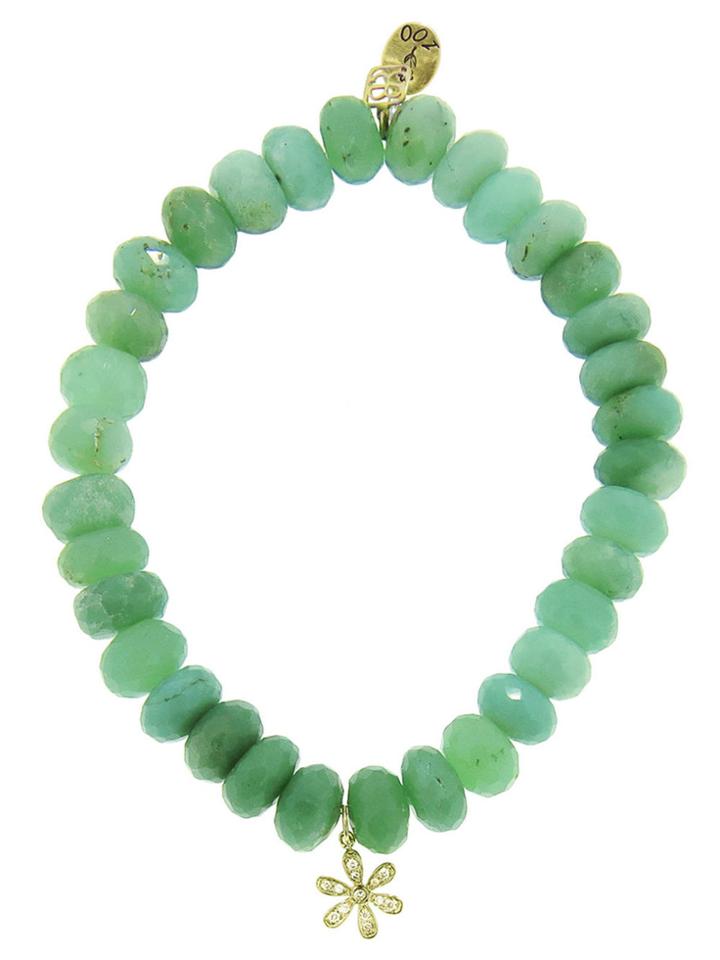 Sydney Evan The Hockaday 100th Anniversary Designer Bracelet With Chrysoprase Beads And A Yellow Gold Daisy
