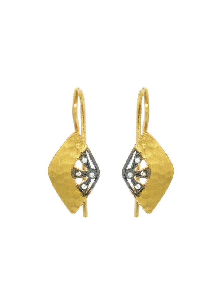 Cathy Waterman Cut Out Fan Earrings