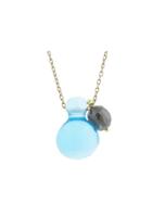 Ten Thousand Things Blue Topaz Bulb And Diamond Drop Necklace In Yellow Gold