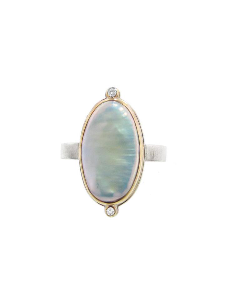 Jamie Joseph Oval Pearl Ring With Diamonds