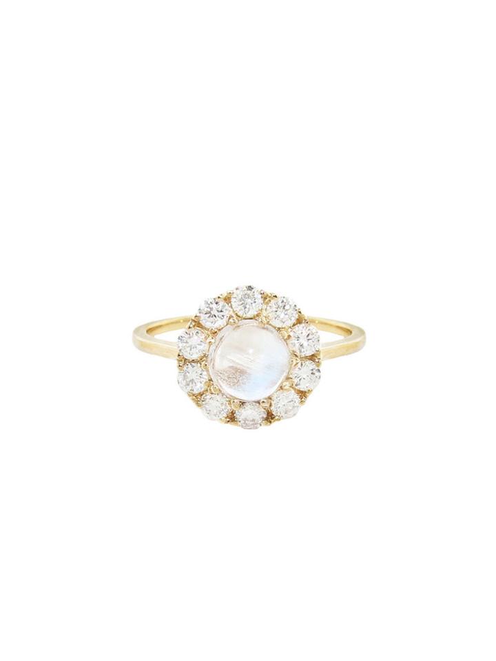 Lori Mclean Lofted Moonstone And Diamond Cluster Ring