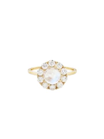 Lori Mclean Lofted Moonstone And Diamond Cluster Ring