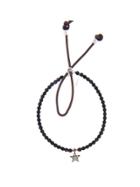 Catherine Michiels Black Matte Agate Bracelet With Diamond Star