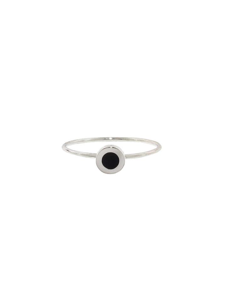 Jennifer Meyer Black Onyx Inlay Circle Ring - White Gold