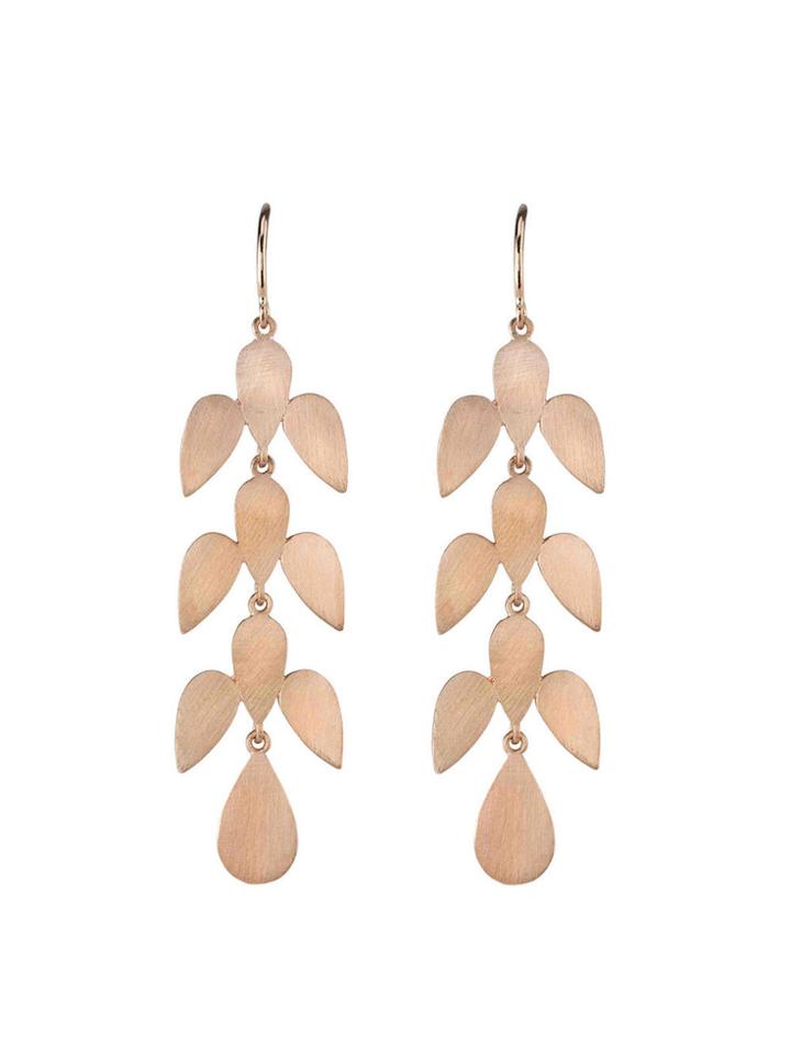 Irene Neuwirth Rose Gold 3 Leaf Drop Earrings