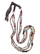 Royal Nomad Multi-strand Ruby, Sunstone And Turquoise Necklace