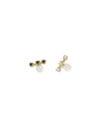 N+a New York Gold Post Earrings With Fresh Water Pearl And Diamonds