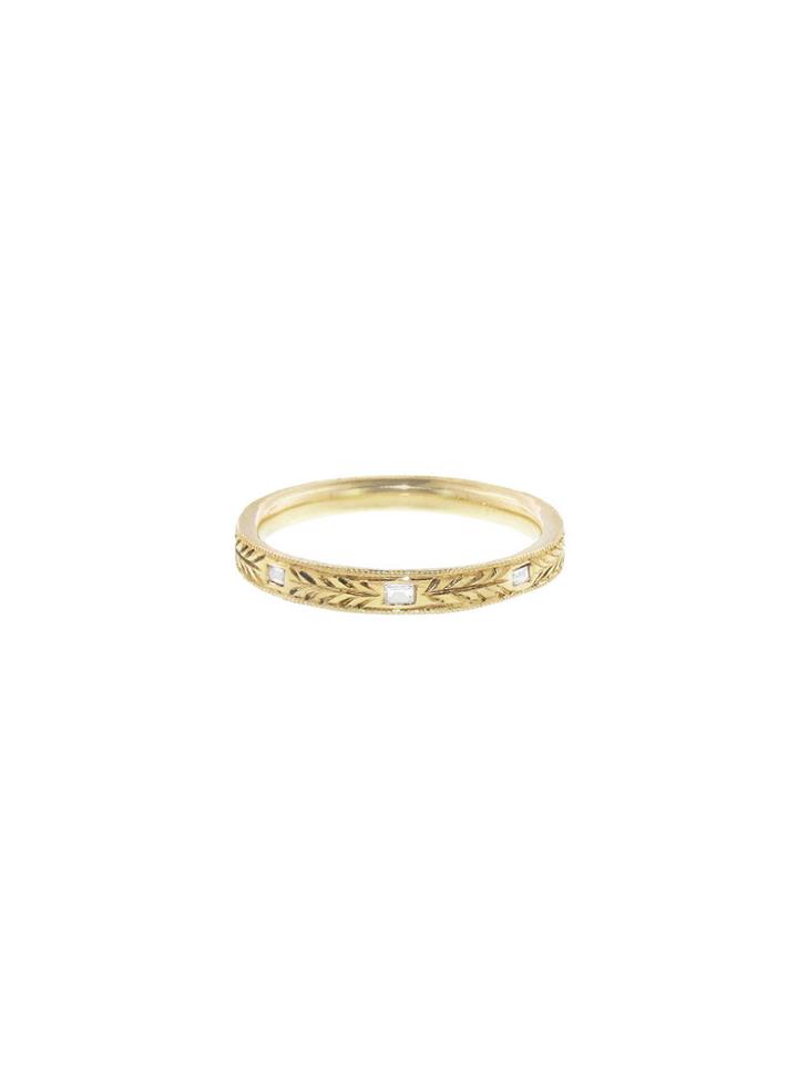 Lori Mclean Hand Engraved Baguette Diamond Band