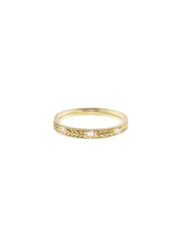 Lori Mclean Hand Engraved Baguette Diamond Band