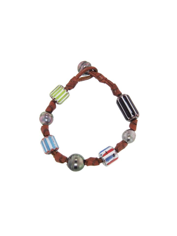 Mignot St. Barth Tahitian Pearl And Chevron Bead Bracelet