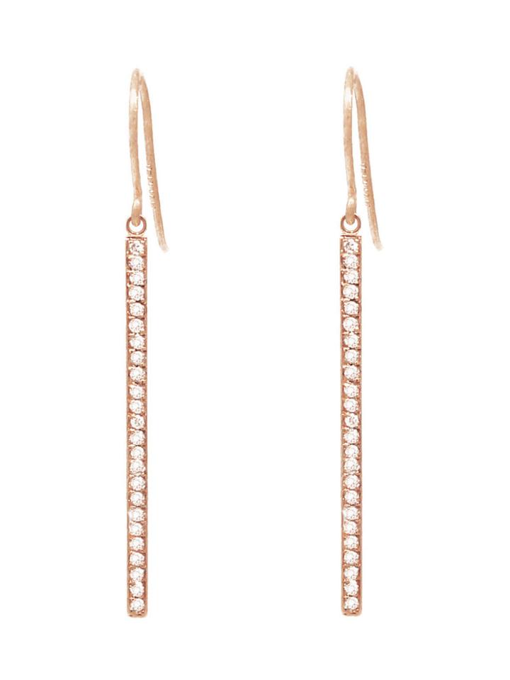 Jennifer Meyer Diamond Stick Drop Earrings - Rose Gold