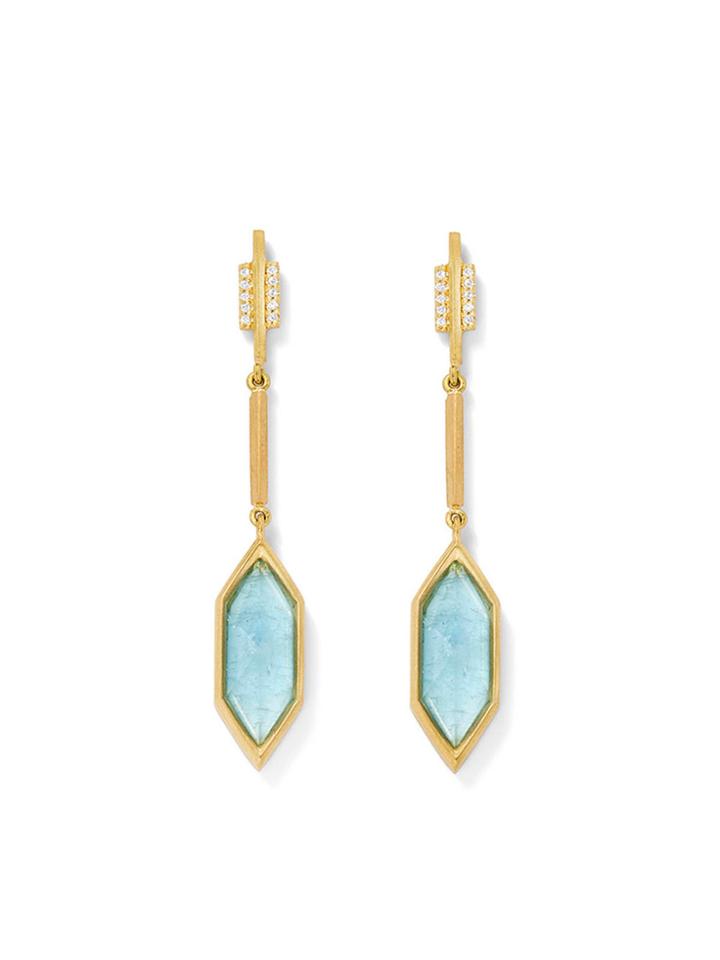 Monique Péan Aquamarine Hexagon Earrings With Diamonds